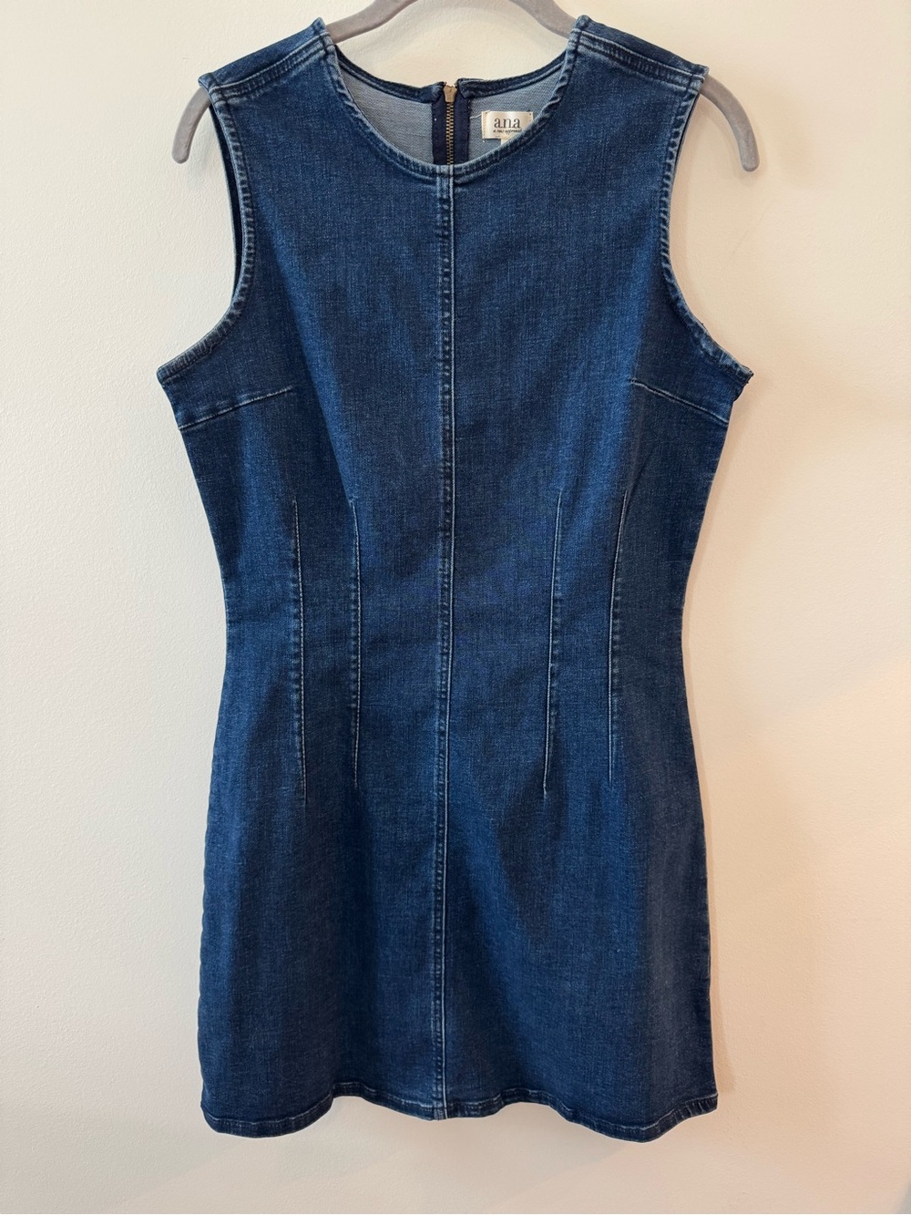 a.n.a Dark Blue Denim Sleeveless Crewneck Sheath Dress